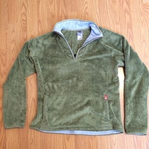 North Face super soft, green fleece pullover L